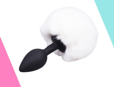 PLUG ANAL COLA DE CONEJO BLANCO