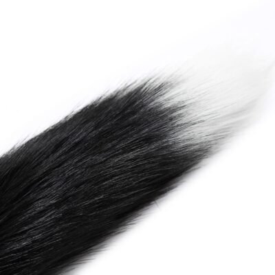 COLA DE ZORRO NEGRO Y BLANCO CON PLUG DE METAL 41 CM - Imagen 4