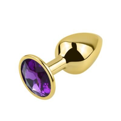 PLUG ANAL DE ACERO DORADA JOYA MORADA