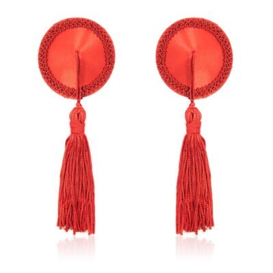 PEZONERAS SATINADAS CON BORLAS ROJAS