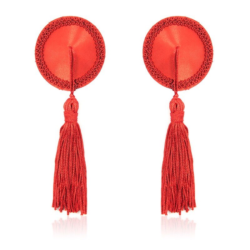 PEZONERAS SATINADAS CON BORLAS ROJAS