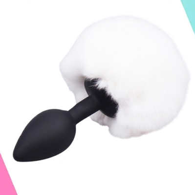 PLUG ANAL COLA DE CONEJO BLANCO